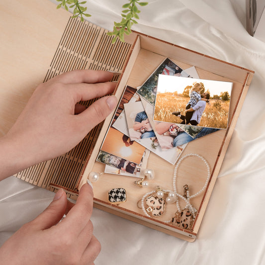The Anniversary Times A Tale Of Two Hearts - Personalized Wooden Photo Book Box