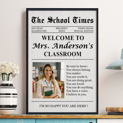 The Back To School Times Teacher Newspaper - Personalized Photo Poster/Canvas