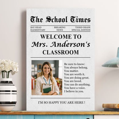 The Back To School Times Teacher Newspaper - Personalized Photo Poster/Canvas