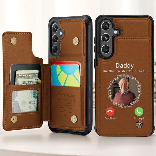 The Call I Wish I Could Take - Personalized Photo Leather Flip Wallet Phone Case