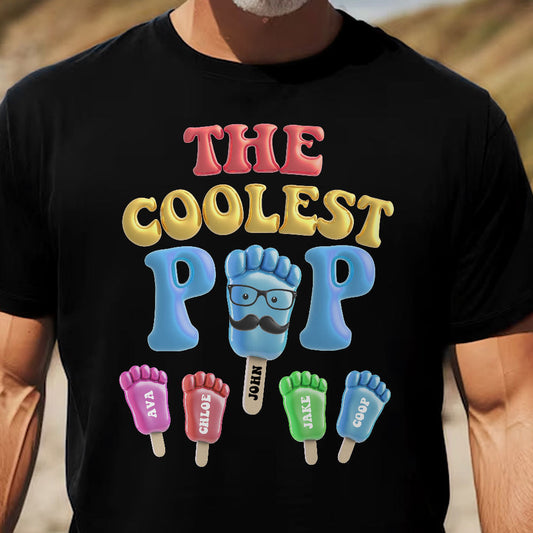 Father's Day Gifts, The Coolest Pop Footprint Custom Name - Personalized Shirt