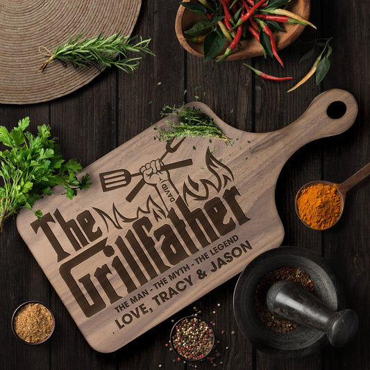 Father's Day Gifts, The Grillfather - Personalized Paddle Cutting Board