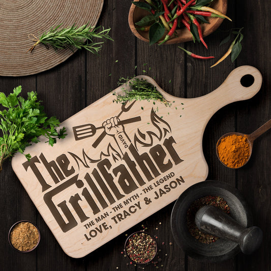Father's Day Gifts, The Grillfather - Personalized Paddle Cutting Board