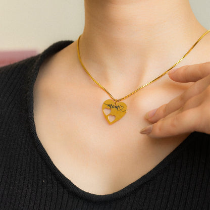 The Love Between A Mother And Daughter - Personalized Puzzle Heart Necklace Set