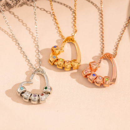 The Love Between A Mother & Sons- Personalized Birthstone Name Necklace With Heart Pendant