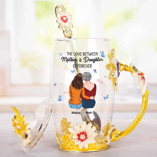 The Love Between Mother And Daughter - Personalized Enamel Flower Tea Cup