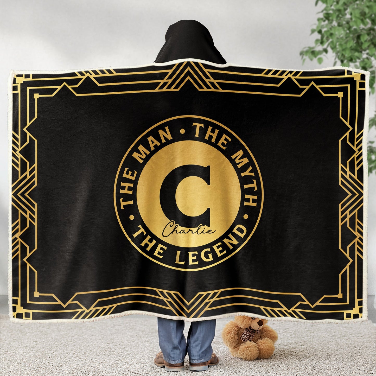 The Man The Myth The Legend Initial - Personalized Wearable Blanket Hoodie
