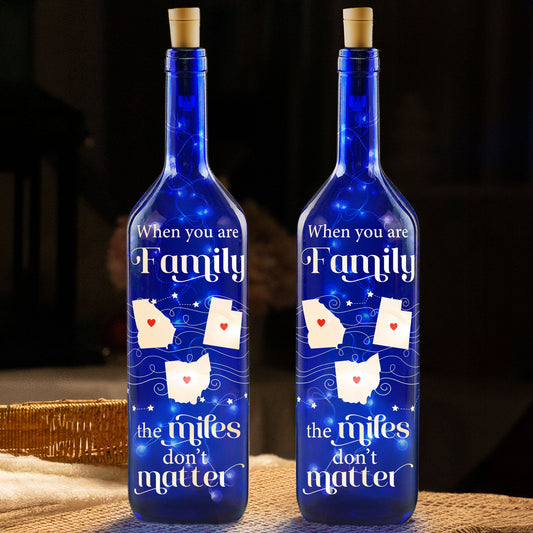 The Miles Don't Matter - Personalized Blue Bottle Lamp