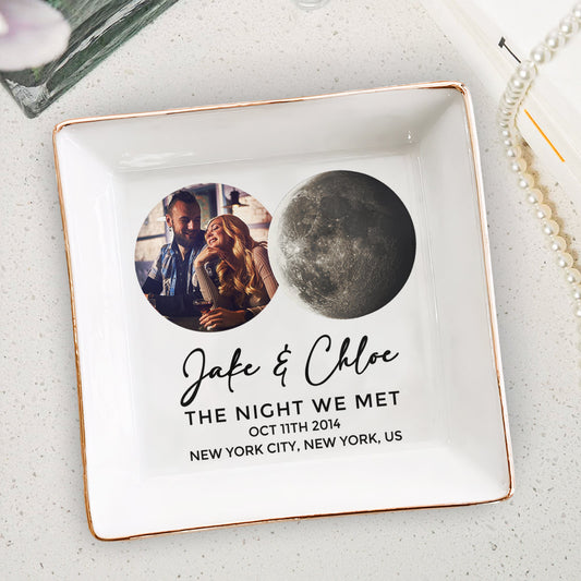 The Night We Met Custom Moon Phase - Personalized Photo Jewelry Dish