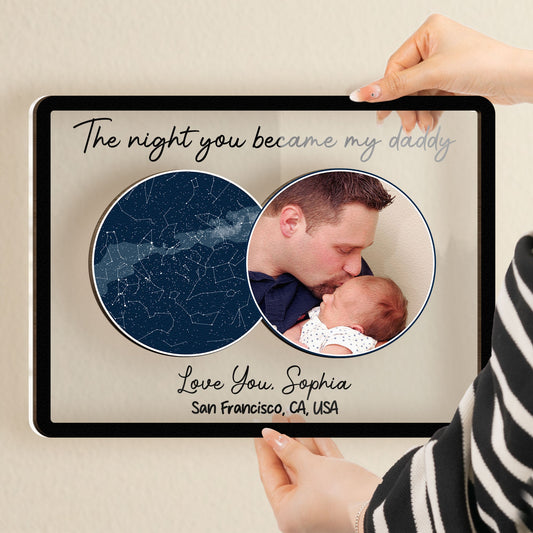 Father's Day Gifts, The Night You Became My Daddy New Dad Gift - Personalized Photo Wood And Acrylic Wall Art