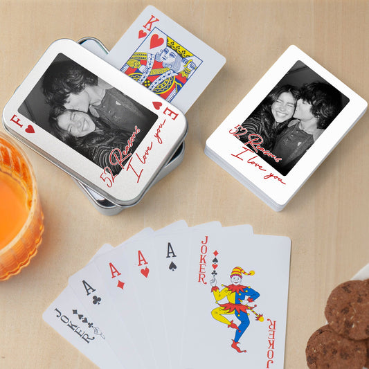 The Perfect Pair How Lucky Are We, Desk Game Night Idea For Couples - Personalized Playing Photo Cards With Metal Box