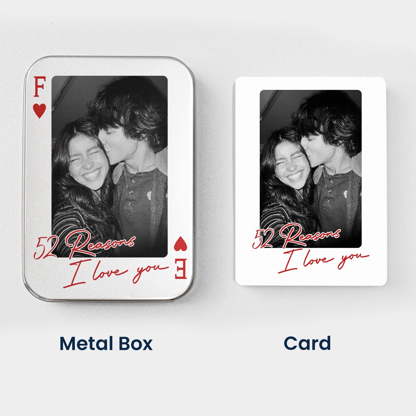 The Perfect Pair How Lucky Are We, Desk Game Night Idea For Couples - Personalized Playing Photo Cards With Metal Box