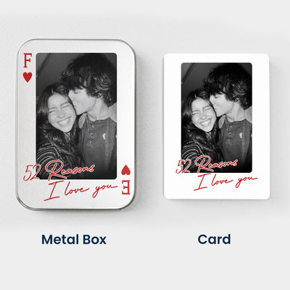 The Perfect Pair How Lucky Are We, Desk Game Night Idea For Couples - Personalized Playing Photo Cards With Metal Box