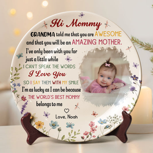The Best Mommy Belongs To Me First Mom New Mom Gift - Personalized Ceramic Photo Plate