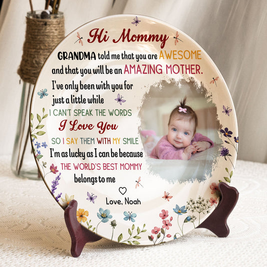 The Best Mommy Belongs To Me First Mom New Mom Gift - Personalized Ceramic Photo Plate