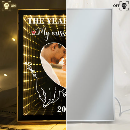 The Year I Found My Missing Piece  Anniversary Valentine's Day Gift - Personalized Photo Infinity Mirror Light Box