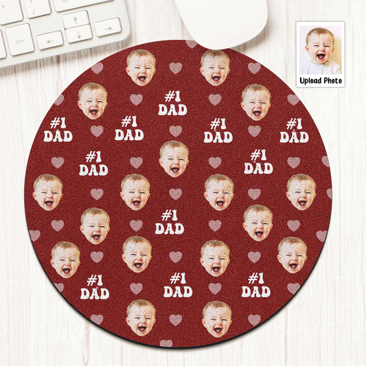 Father's Day Gifts, The #1 Dad Custom Kid Photo - Custom Shape Photo Mouse Pad