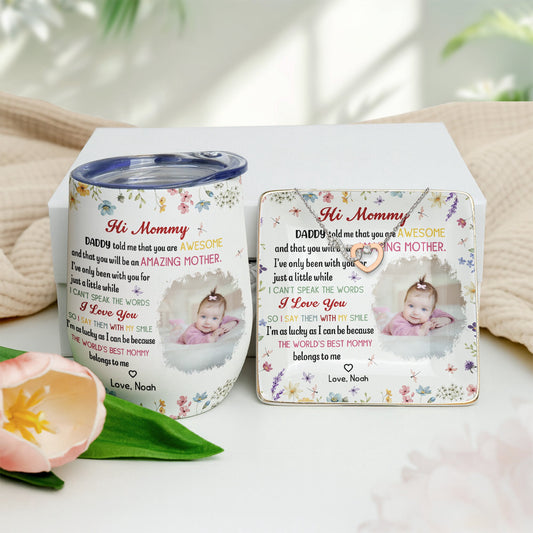 The Best Mommy Belongs To Me First Mom New Mom Gift - Personalized Infinity Necklace Gift Box Set
