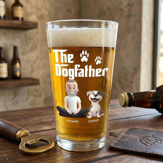 Father's Day Gifts, The Dogfather - Personalized Beer Glass
