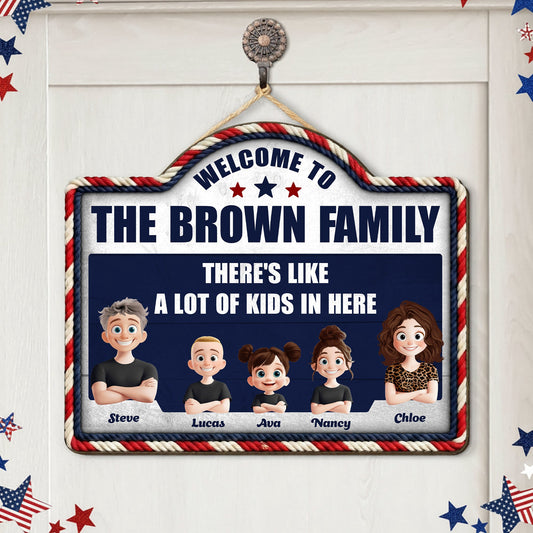 There's Like A Lot Of Kids In Here Faux Pattern 3D Version - Personalized Wood Sign