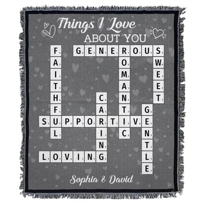 Things I Love About You - Personalized Woven Blanket
