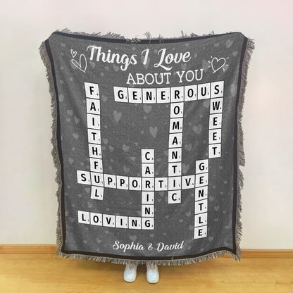 Things I Love About You - Personalized Woven Blanket