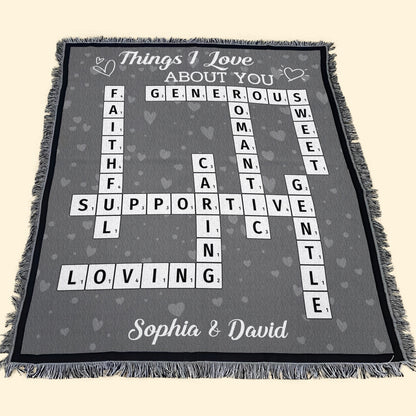 Things I Love About You - Personalized Woven Blanket