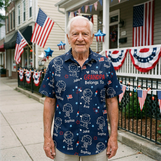Father's Day Gifts, This Daddy Belongs To USA Flag Pattern - Personalized Hawaiian Shirt