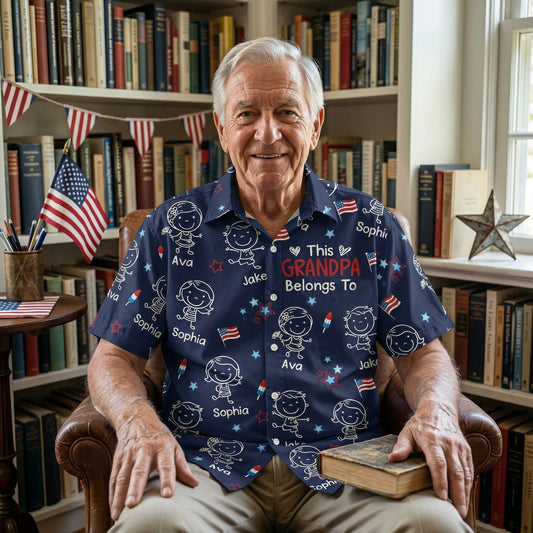 Father's Day Gifts, This Daddy Belongs To USA Flag Pattern - Personalized Hawaiian Shirt