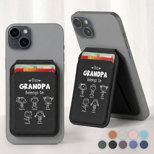 Father's Day Gifts, This Grandpa Belongs To - Custom For Dad, Mom, Grandma, Papa With Kids' Names - Personalized Wallet Compatible With Magsafe