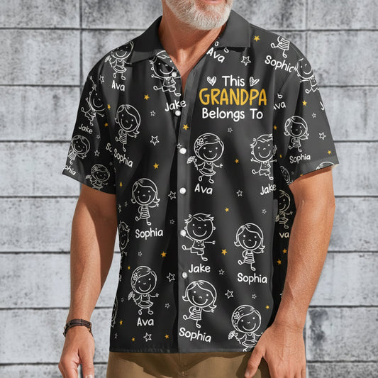 Father's Day Gifts, This Grandpa Belongs To Doodle - Personalized Hawaiian Shirt