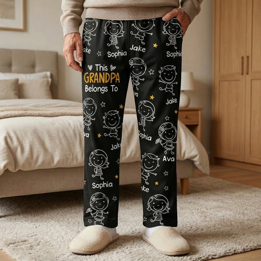 Father's Day Gifts, This Grandpa Belongs To Doodle - Personalized Sweatpants, Lounge Pants With Pockets