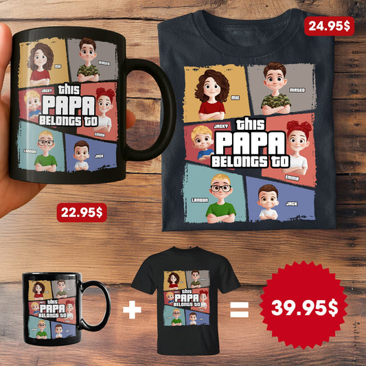 Father's Day Gifts, This Papa Belongs To - Custom Father's Day Gift Set