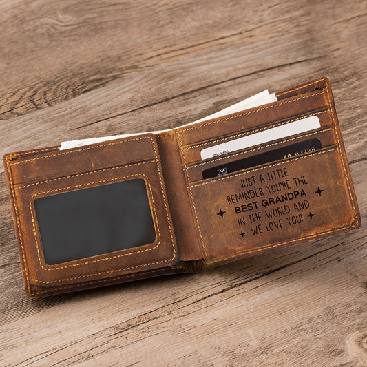 Father's Day Gifts, This Grandpa Belongs To - Reminder We Love You - Personalized Leather Wallet