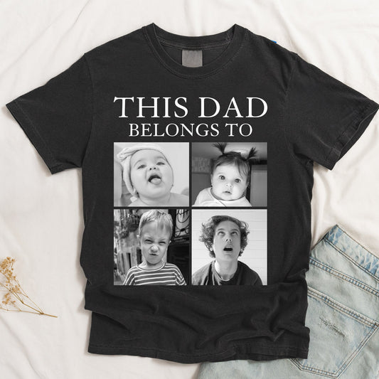 Father's Day Gifts, This Grandpa, Grandma, Mom, Dad Belongs To - Retro Vintage Custom Photo - Personalized Photo Comfort Tee