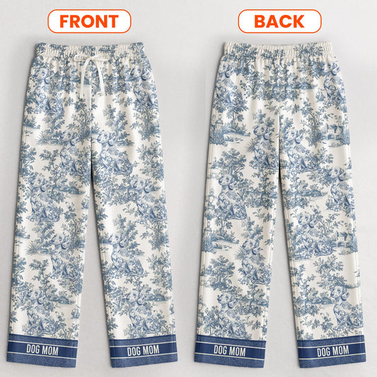 This Is My Pawjama Dog Mom Toile De Jouy - Personalized Satin Pajama Set