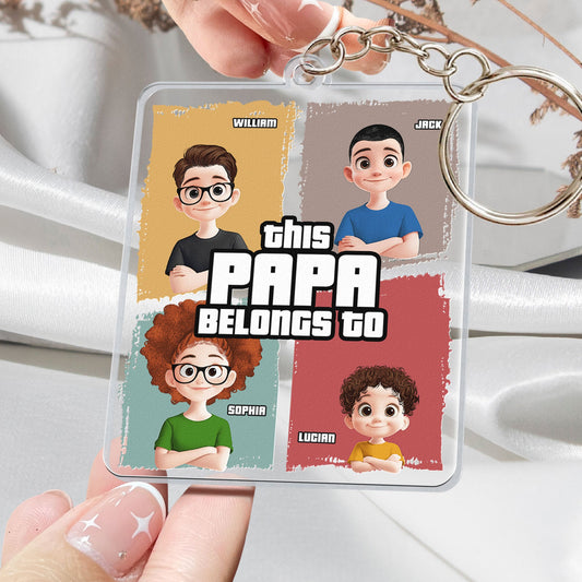 Father's Day Gifts, This Papa Belongs To - Personalized Acrylic Keychain