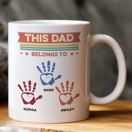 Father's Day Gifts, This Dad Belongs To - Vintage Version - Personalized Mug