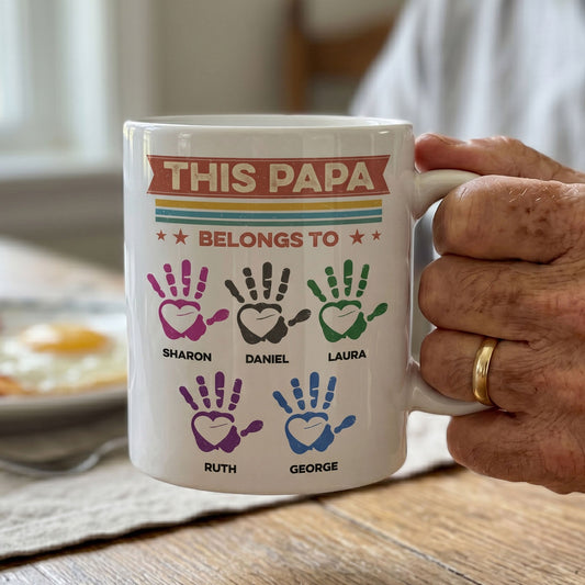 Father's Day Gifts, This Dad Belongs To - Vintage Version - Personalized Mug