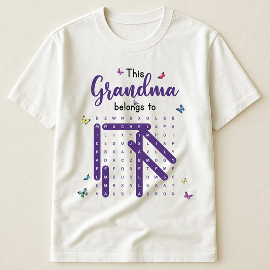 This Grandma Belongs To Word Search - Personalized Shirt