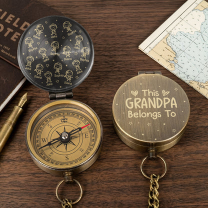 Father's Day Gifts, This Grandpa Belongs To - Personalized Compass