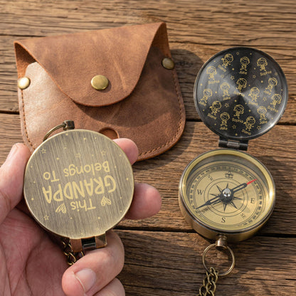 Father's Day Gifts, This Grandpa Belongs To - Personalized Compass