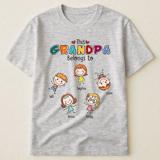 Father's Day Gifts, This Grandpa Grandma Belongs Doodle Color - Personalized Shirt