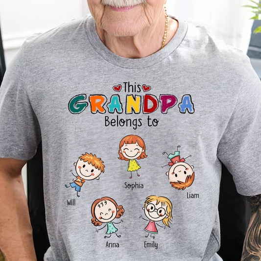 Father's Day Gifts, This Grandpa Grandma Belongs Doodle Color - Personalized Shirt