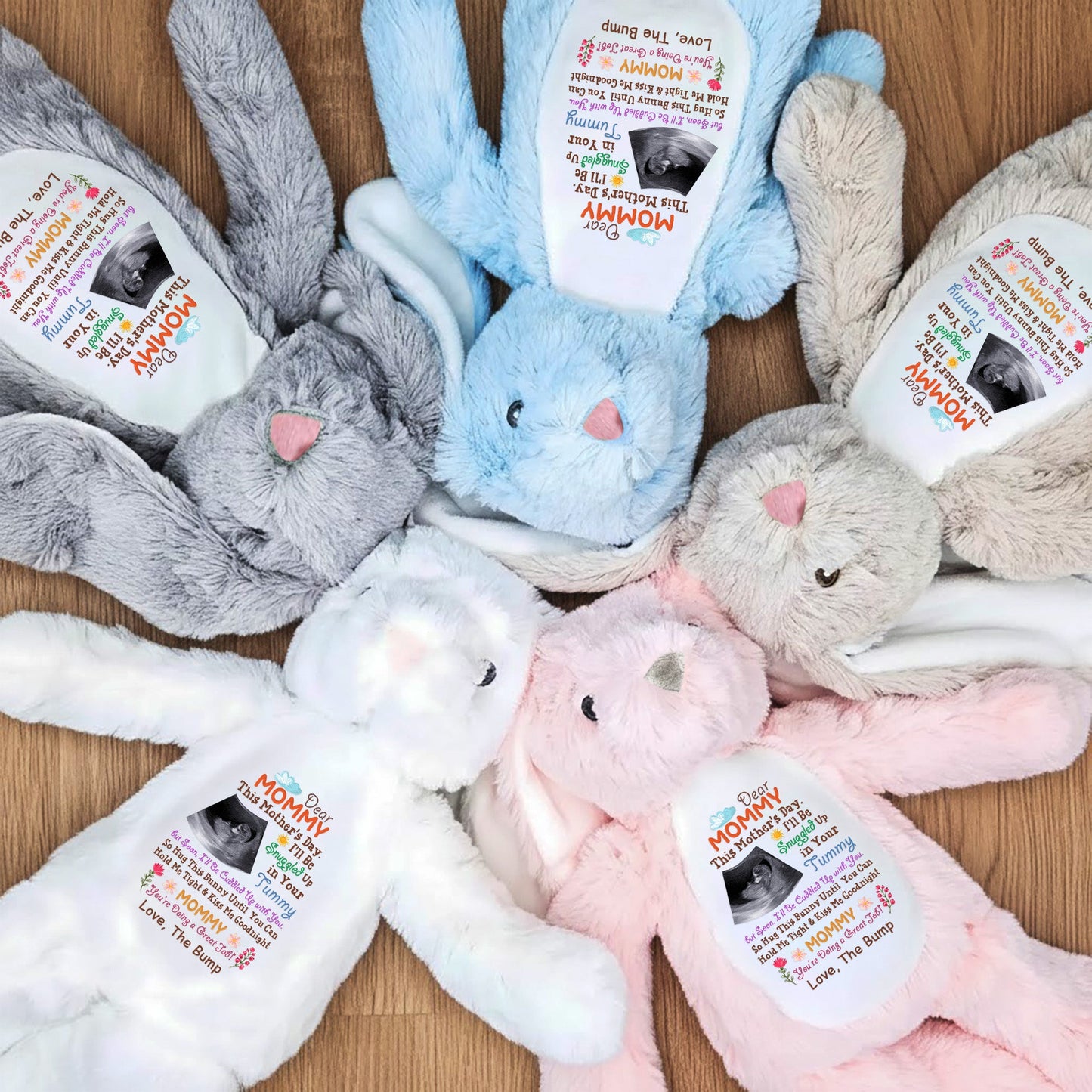 This Mother's Day I'll Be Snuggled Up In Your Tummy - Personalized Bunny Plush