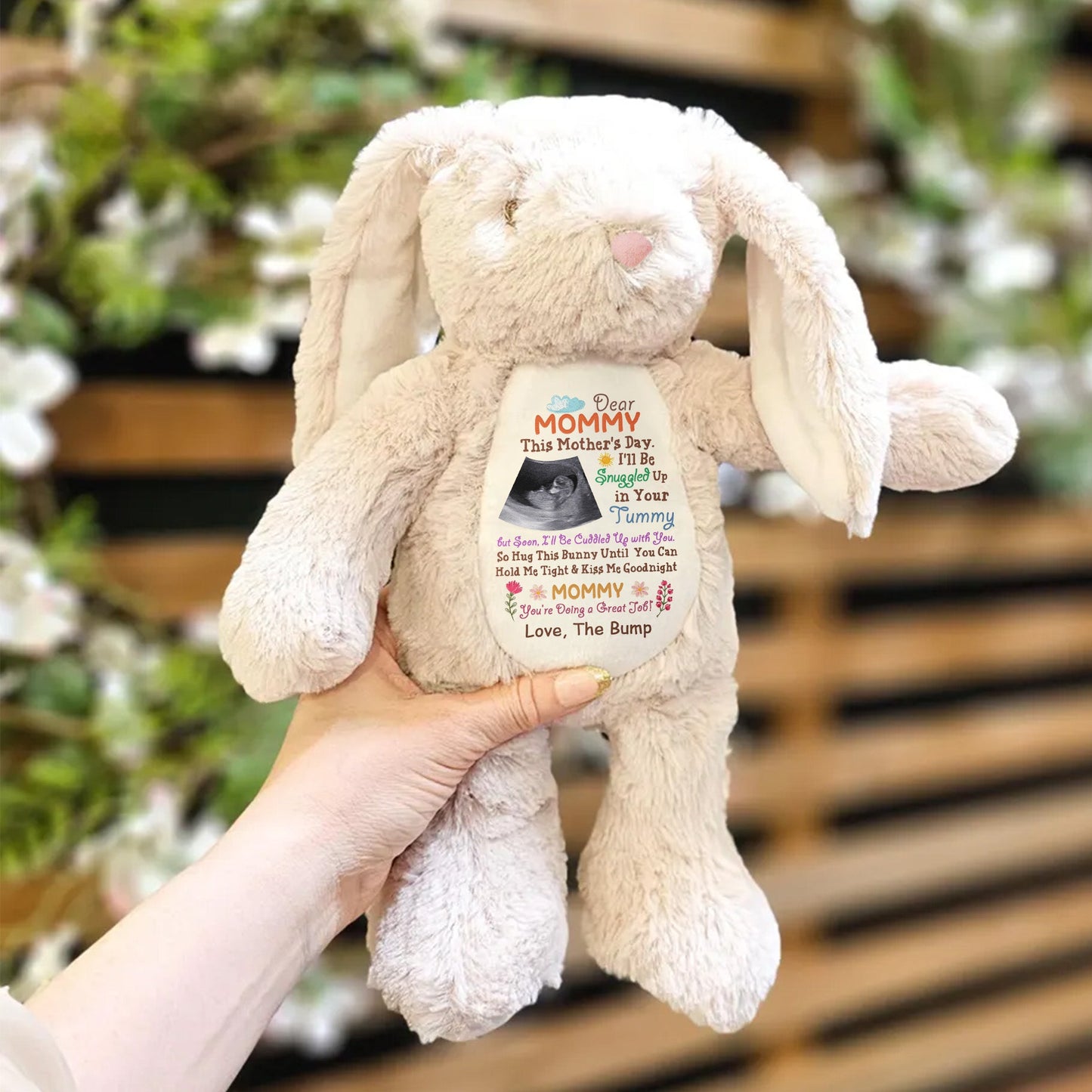 This Mother's Day I'll Be Snuggled Up In Your Tummy - Personalized Bunny Plush