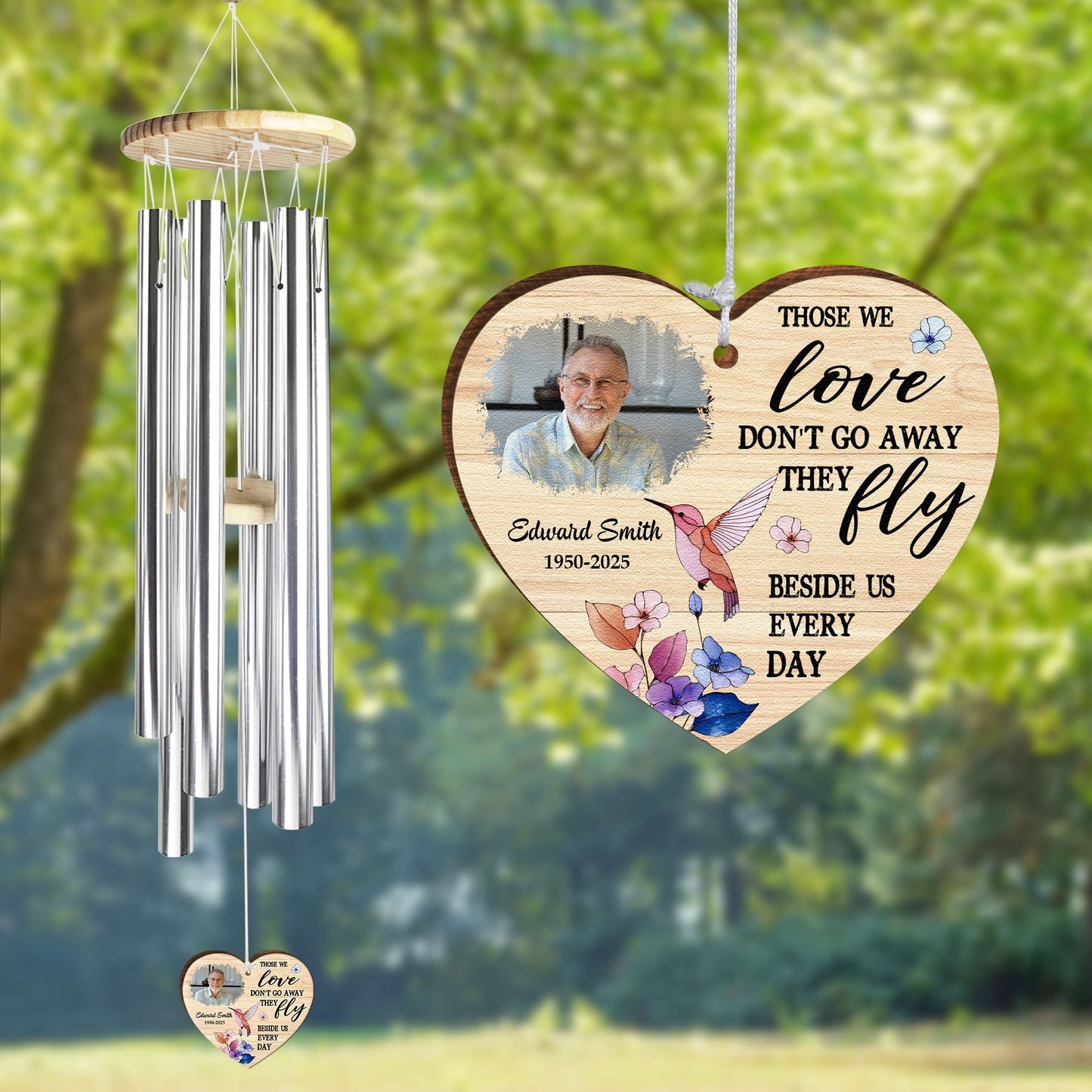 Those We Love Don't Go Away They Fly - Personalized Photo Wind Chimes