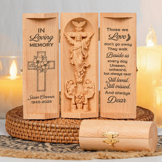 Those We Love Don't Go Away Memorial - Personalized Wooden Plaque