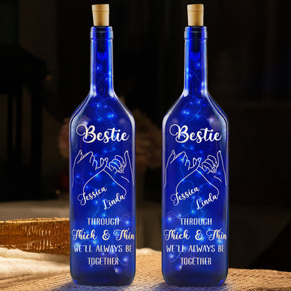 Through Thick And Thin, We'll Always Be Together - Personalized Blue Bottle Lamp