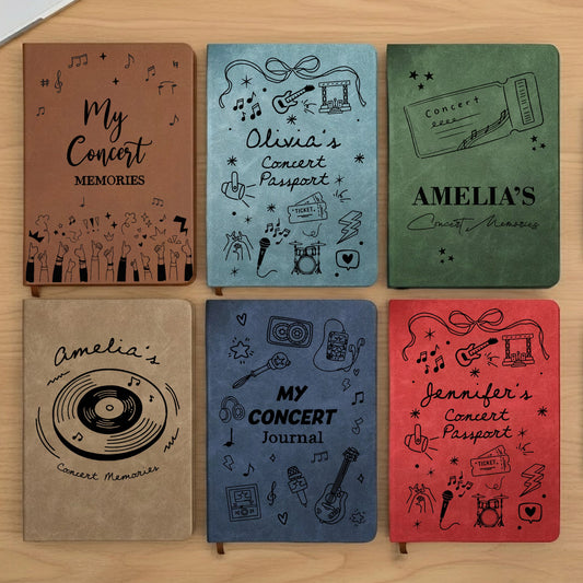Ticket Keepsake Concert Souvenir Journal For Music Lovers, Daughter, Friends - Personalized Leather Journal